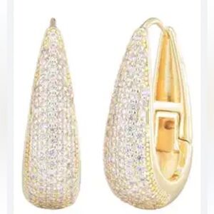 Adornia NEW 14k Gold Plated CZ Hinge hoops